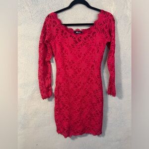 Jump Apparel red lace long sleeved dress size L